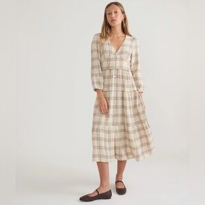 Marine Layer Maeve Maxi Dress in Cream Windowpane Size XS